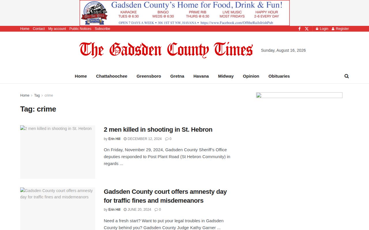 Gadsden County Times crime coverage for Midway arrest records